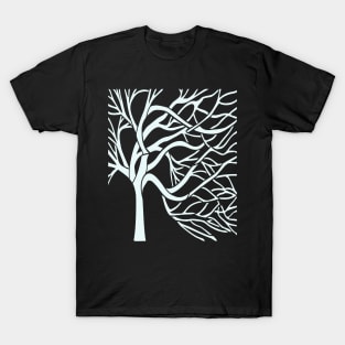 A Bare Tree Cut Out In White T-Shirt